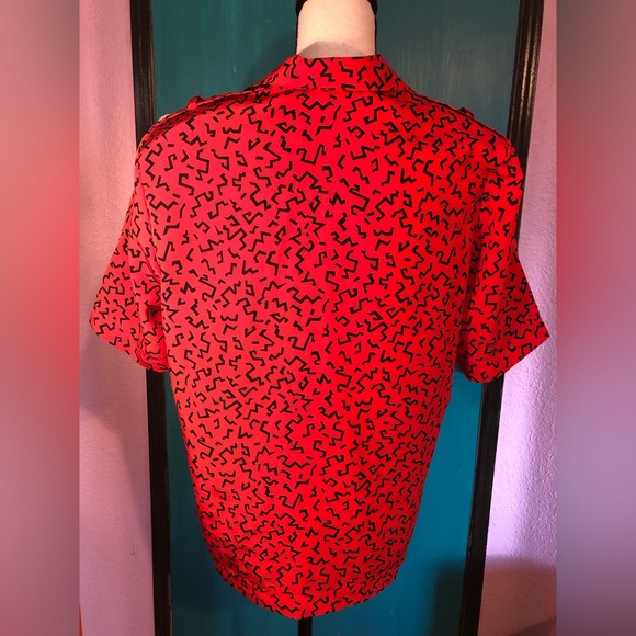 Vintage Chaus Short Sleeve Art Deco Blouse Size L - Picture 4 of 16